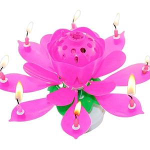 Bougie d'anniversaire musicale rotative en forme de fleur, design unique, multicolore, avec effets de feux d'artifice - Product Image 3