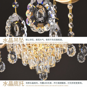 European Style Crystal Chandelier Multi Head E14 LED Round Home Lighting For Living Room Villa <b>Ceiling</b> <b>Light</b> - Product Image 5