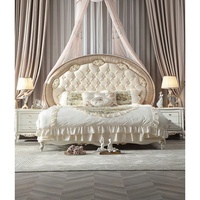 Rangement pour lit de luxe Versailles Cadre en bois massif Style cour française Design européen Lit souple Boucles sculptées