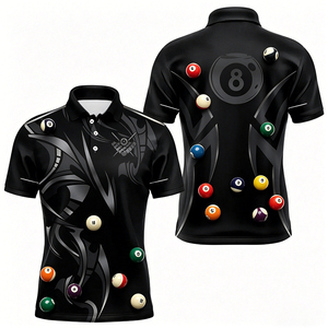 Camiseta de Billar para Hombre S.Q.F, Diseño de Corona de 8 Bolas, Impresión 3D por Transferencia de Calor, Uniforme de Equipo, Estilo Vintage, 300 Gramos, 100% Algodón de Lujo - Product Image 5