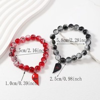 Pulsera de Pareja Negra y Roja para el Día de San Valentín, Pulseras Magnéticas de Pareja con Colgante de Amor de Estilo Gótico