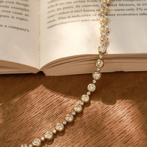 18K <b>Solid</b> <b>Gold</b> Lab Grown Tennis & Bubble Bracelet 3.8CT IGI Certified Brilliant Cut Unisex Luxury Wedding Gift Parties DKB250810 - Product Image 6