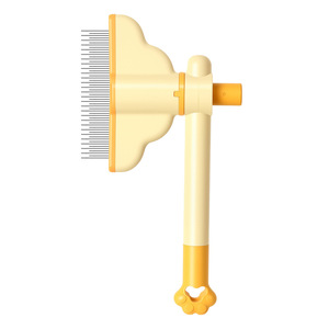 Peigne rotatif Dini à dents fines pour chats et chiens, en acier inoxydable, brosse de toilettage à un clic pour l'élimination des poils lâches - Product Image 2