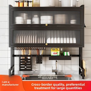 Scolapiatti in Acciaio al Carbonio a Doppio Strato da Posizionare Sopra il Lavello, Ripiano Contenitore Antipolvere per Piano di Lavoro - Product Image 2