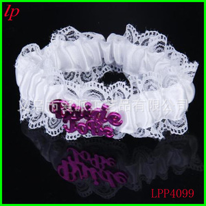 White Lace <b>Leg</b> <b>Warmers</b> With Purple Bride Lettering For Bridal Hen Party Women's Costume Accessory LPP4099 - Product Image 1