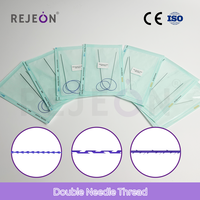 Fil de suture double aiguille R PDO/PCL/PLLA coréen 19G 440mm ISO/CE pour l'esthétique médicale, la formation, le lifting du visage/du contour des yeux, OEM disponible