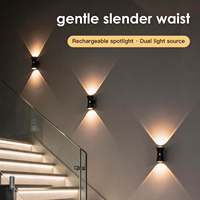 Applique murale LED magnétique rechargeable à détecteur de mouvement, intensité variable en continu, faisceau haut/bas, éclairage domestique sans fil pour salon et couloir