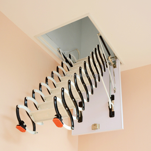 Meilleures ventes 2026 : Échelle de grenier pliante Henzs E-TM-01 en alliage d'aluminium, verrouillage manuel moderne, capacité de charge 300 kg, 10 pieds - Product Image 3