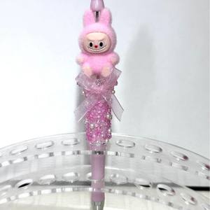 Accessoire DIY fait main en métal brillant pour stylo à bille, avec paillettes 3D, floquage et perles, motif nœud de personnage de dessin animé, pour l'écriture des étudiants - Product Image 4