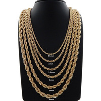Offre Spéciale collier en acier inoxydable plaqué or véritable 14K chaîne en corde d'or de style Hip Hop pour les mariages fêtes cadeaux anniversaires