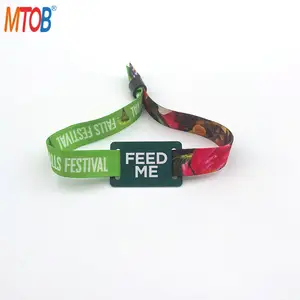 Disposable Custom Woven Logo Passive NFC Fabric Wristband Bracelet For Music Festival