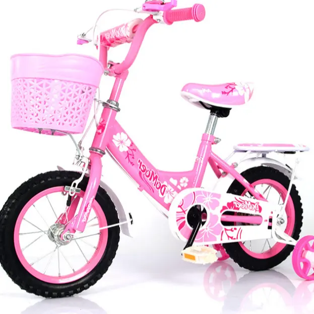 Bicicleta de moda para niños, bici de 12 pulgadas y 16 pulgadas de acero rosa con rueda de entrenamiento para niñas de 3 a 5 años, lista para su entrega