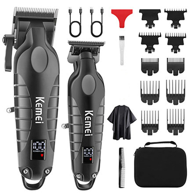 Kemei-2290+2293  Hair Clipper and Trimmer Set Professional Cordless Hair Clipper for Men  Barber Hair Cuttings Kit