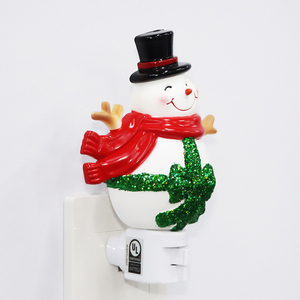 Snowman ánh sáng ban đêm với màu xanh lá cây BOW TIE giáng sinh trang trí nội thất trẻ em an toàn nhựa đèn thủy tinh nhà Quà Tặng bán buôn - Product Image 6