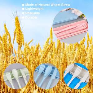 Juego de cubiertos de viaje reutilizables sin BPA ecológicos, 4 cuchillos portátiles, tenedor, cucharas, vajilla desechable para comer en movimiento - Product Image 4