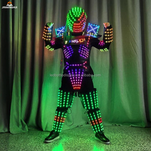 काले नेतृत्व वाली आरजीबी प्लास्टिक धातु प्रदर्शन सूट बार dj प्रबुद्ध नृत्य कार्यक्रम पोशाक मास्क रोबोट आकार पूर्ण चेहरे कवरेज - Product Image 4
