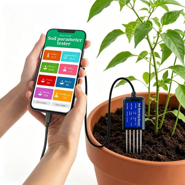 New 8-in-1 Soil Sensor Type-C Smartphone Connection for Accurate Readings