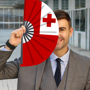 Abanicos Plegables de Plástico con la Bandera de Tonga al por Mayor, Abanico de Mano para Carnaval, Boda, Festival, Fiesta, Agencia de Viajes - Product Image 3