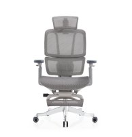 Chaise de bureau en maille avec structure en plastique, mécanisme à commande par câble et réglage par bouton
