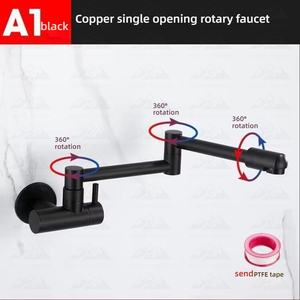 Robinet de <span class=keywords><strong>cuisine</strong></span> pliant mural tout cuivre avec robinet d'évier réglable et rotatif pour laver les légumes Wayon - Product Image 6