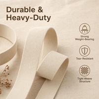 Sangle en coton naturel haute ténacité de 2 mm de large, 0,8/1/1,2/1,5/2 pouces (20/25/30/38/50 mm), accessoires pour sacs et ceintures, lot de 50