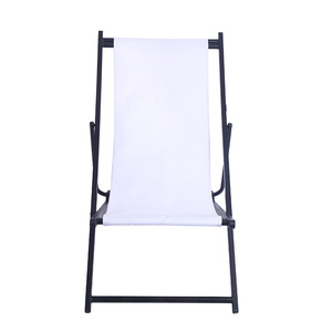 Chaise de plage pliante en tissu Oxford blanc 98x67x106cm, chaise inclinable pour camping en plein air - Product Image 1