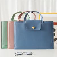 Sac de classement portable A4 en cuir PU, organiseur de documents épaissi pour ordinateur portable et fournitures de bureau, porte-documents professionnel à main