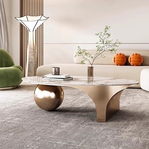 Phong Cách Hiện Đại Sang Trọng Bằng Đá Cẩm Thạch Hình Bầu Dục Vàng Đen Lớn Bàn Cà Phê Thiết Kế Không Gỉ Nhà Phòng Khách Thẩm Mỹ Đồ Nội Thất <span class=keywords><strong>2025</strong></span> - Product Image 2