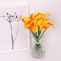 Nordische Weiße Calla-Lilien-Bündel mit Gelbem Zentrum, Künstliche Seidenblumen für Brautsträuße, Heimdekoration, Fotorequisiten