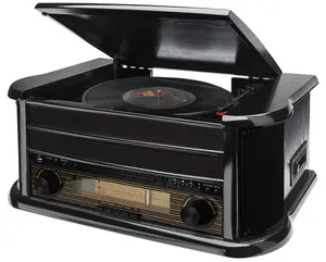 Gỗ rắn bàn xoay tất cả trong một Vinyl ghi Máy nghe nhạc 3 tốc độ bàn xoay Máy nghe nhạc DAB FM Radio Phono CASSETTE CD máy nghe nhạc bàn xoay