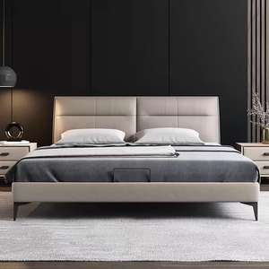 Lit superposé moderne personnalisable en bois de pin King Size Durable Minimaliste Confortable en cuir Design multifonctionnel Maison Chambre à coucher - Product Image 2