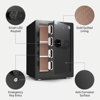 Coffre-fort biométrique couleur personnalisée, directement de l'usine, 3-en-1, avec empreinte digitale, sécurité numérique, en acier laminé à froid, pour usage commercial et domestique
