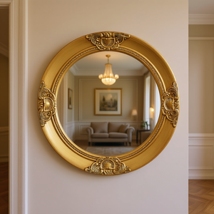 Espejo de pared redondo dorado estilo barroco de 19.7 pulgadas, espejo decorativo con marco de metal para decoración de interiores del hogar - Product Image 2