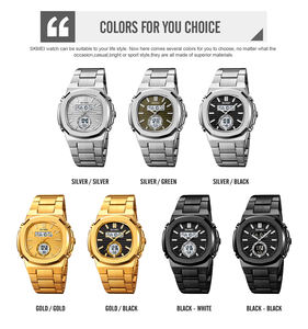 Montre numérique ronde SKMEI 2279 2024, 7 options de couleur, bracelet en acier inoxydable, étanche 30 m, double heure, chronographe, alarme - Product Image 3