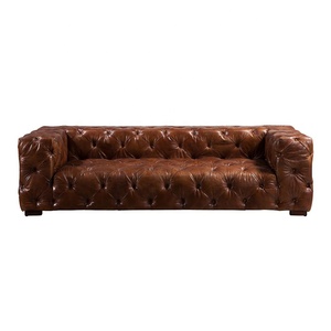 Canapé <span class=keywords><strong>Chesterfield</strong></span> en cuir véritable sectionnel personnalisé, style mid-century, trois places, capitonné, en forme de L, ensemble de canapés pour salon, meubles de villa - Product Image 2