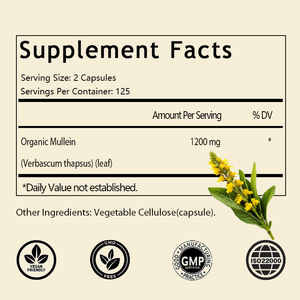 Cápsulas de Gordolobo (Verbasco) 1200 mg, 250 Cápsulas, Extracto de Hoja de Gordolobo para Limpieza Pulmonar y Apoyo Respiratorio, Suplementos, Venta al por Mayor OEM/ODM - Product Image 2