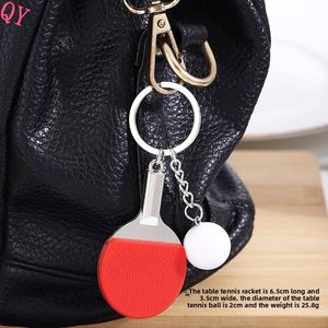 QQ <b>Mini</b> Minimalist Design PVC <b>Table</b> Tennis Racket and Ball Keychain Set Creative Fashionable Trendy Bag Charm Toy - Product Image 4