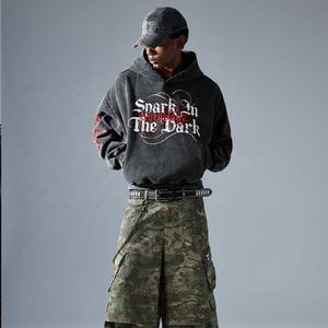 Sudadera de punto personalizada para hombre, estilo streetwear vintage lavado, con gráfico bordado y estampado, manga larga, casual, hombro caído, corte holgado - Product Image 3