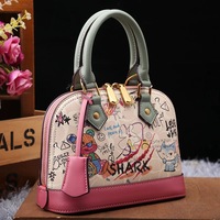 Sac à main tendance en cuir véritable style graffiti pour femme 2025 – Sac bandoulière/sac travers tendance transfrontalier