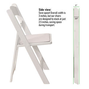 Chaise luxueuse blanche, siège pliant et rembourré en résine, style américain - Product Image 4