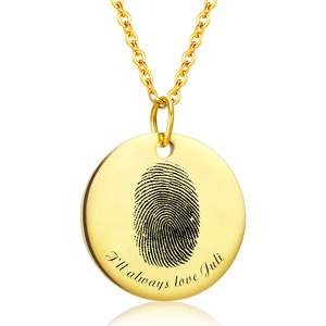 Collier personnalisé en acier inoxydable avec <span class=keywords><strong>empreinte</strong></span> <span class=keywords><strong>digitale</strong></span> et chaîne à maillons, plaqué or rose, pour femme - Idéal pour le dropshipping de bijoux DIY - Product Image 1