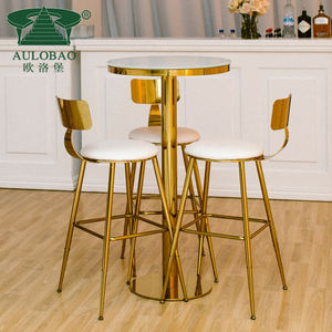 Meubles de bar, structure en acier inoxydable, tabouret de bar moderne avec finition dorée - Product Image 3