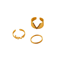 G2224 Vente en gros anillos de acero inoxidable 18K Gold PVD Plated Stainless Steel Hollow Ring Set Women Fashion Jewelry Rings