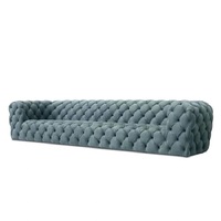 Italienisches zeitgenössisches modernes Chester Moon Tufted Velvet Nubuk leders ofa