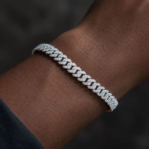 6mm White Gold 925 Sterling <b>Silver</b> VVS Moissanite Brilliant Cut Hip Hop Cuban Link Chain Bracelet Iced Jewelry <b>for</b> <b>Men</b> Women - Product Image 1