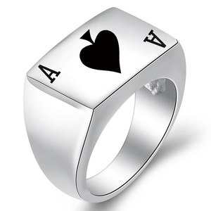 Bague Ace Of Spades en acier inoxydable, 13 mm, en forme de cœur, bijoux de mode unisexe, cadeau - Product Image 5