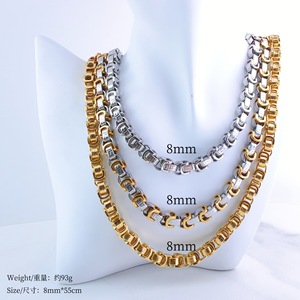 Kalung Rantai Cuban Link Buatan Tangan Pria Hip Hop, Baja Anti Karat Poles, Lapisan Perak Emas Tahan Air, Perhiasan Grosir - Product Image 6