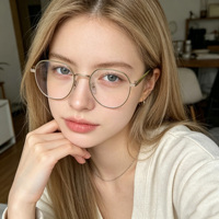Lunettes de vue circulaires anti-lumière bleue en métal TR90, nouveau design argent et vert, style vintage, pour femme, couleur champagne, vente en gros
