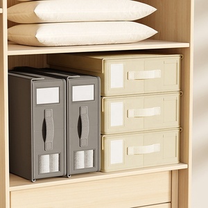 Organiseurs de draps pliables en tissu personnalisés pour l'usine, organisateurs de placard empilables <span class=keywords><strong>avec</strong></span> fenêtres transparentes en plastique PP - Product Image 5