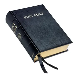 Capa dura pu personalizada impressão para bíblia holy cristão com marca de fita